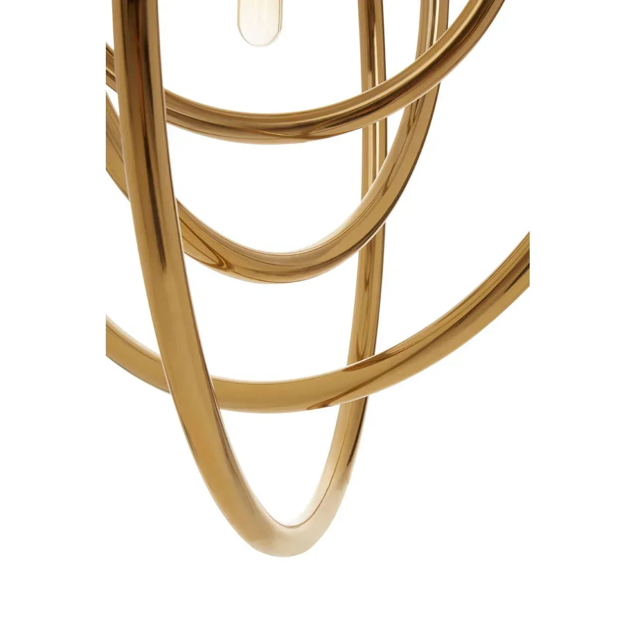 Gold metal chandelier curved ring detail with modern finish