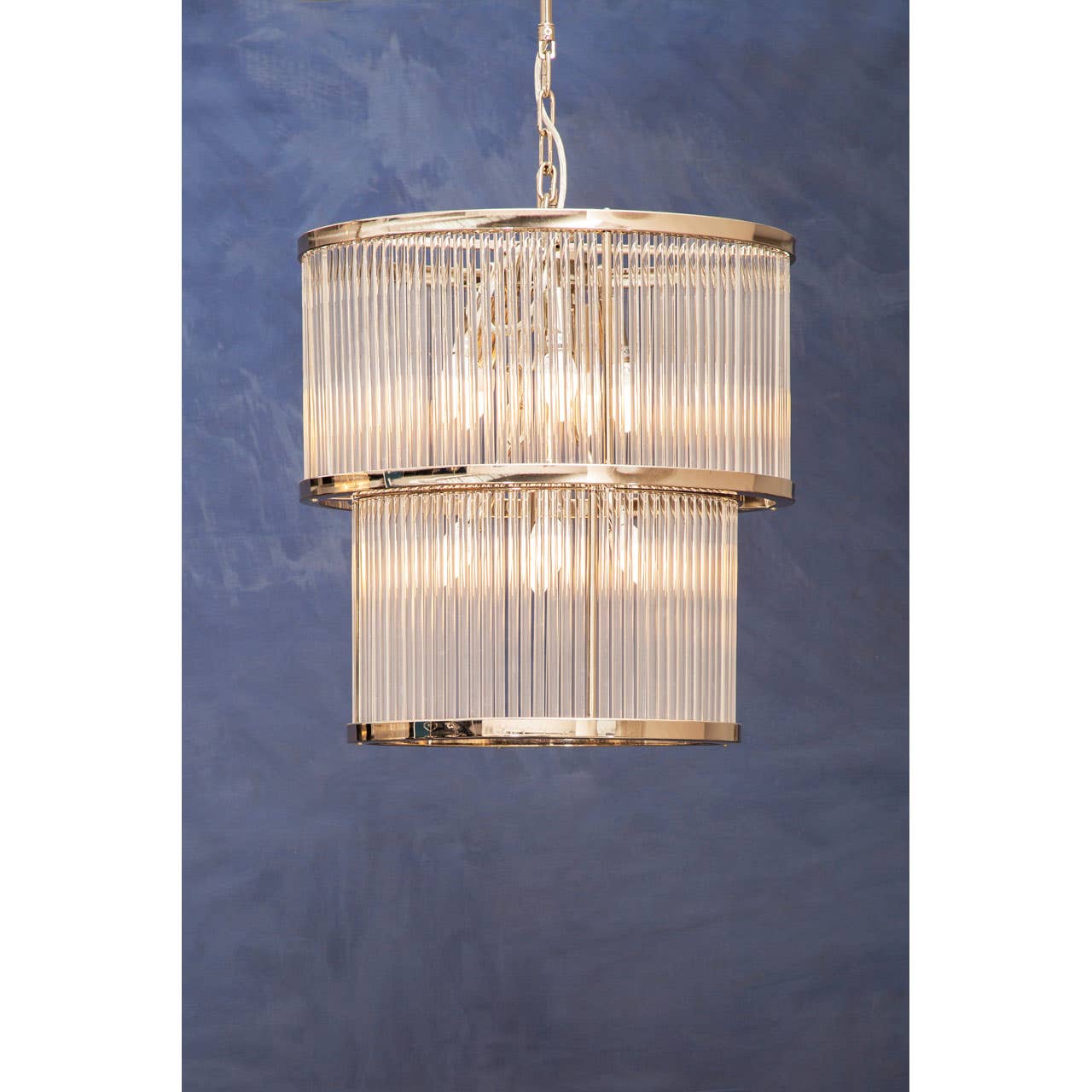 Ribbed Glass Tiered Chandelier