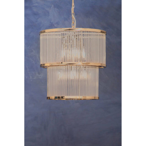 Ribbed Glass Tiered Chandelier