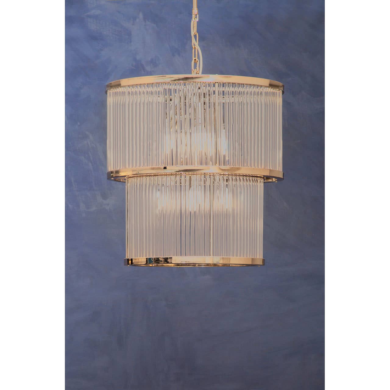 Ribbed Glass Tiered Chandelier