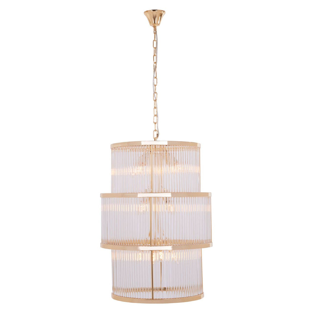 Golden Glass Tiered Chandelier