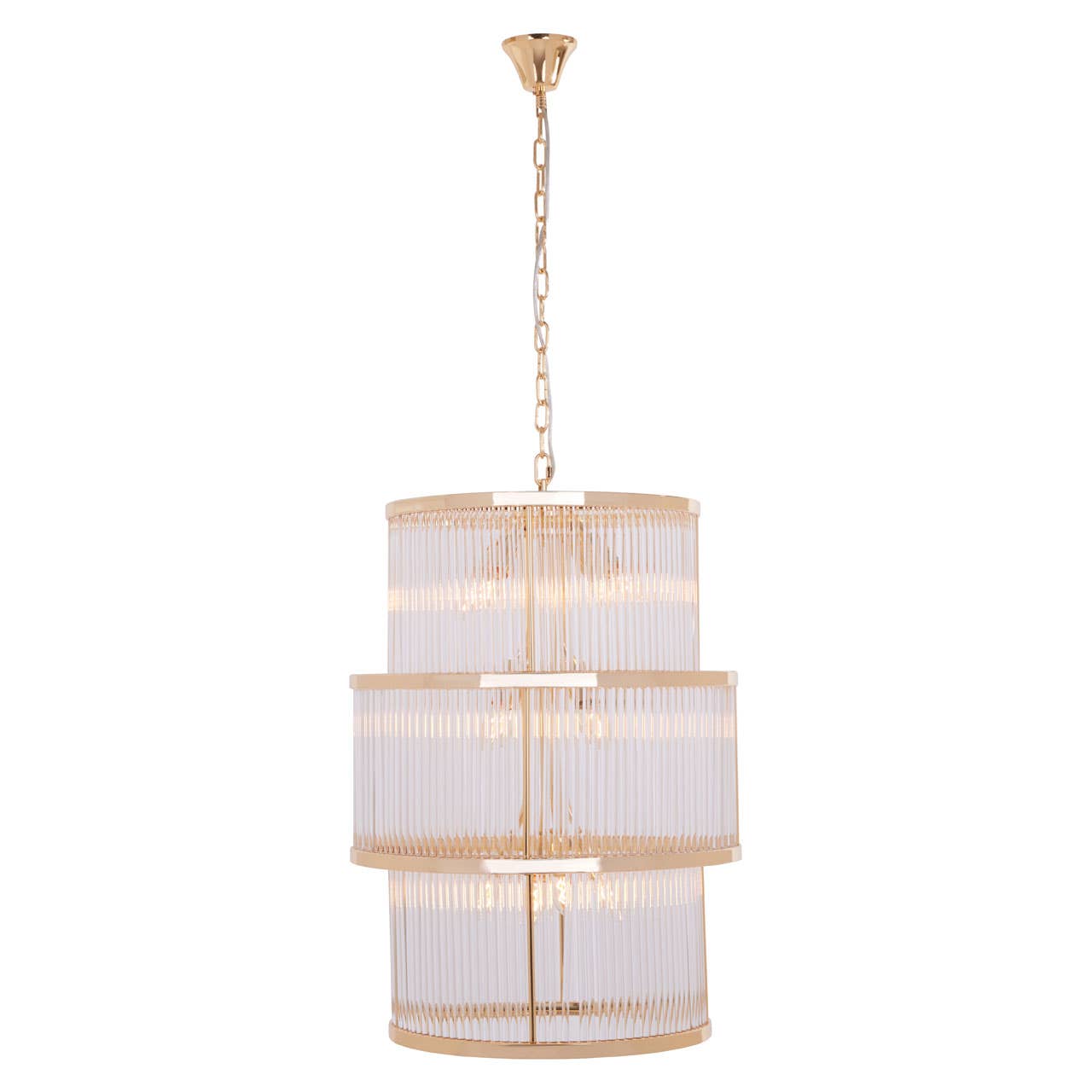 Golden Glass Tiered Chandelier