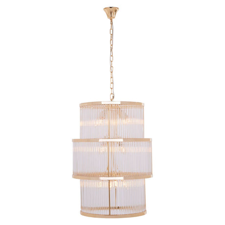Golden Glass Tiered Chandelier