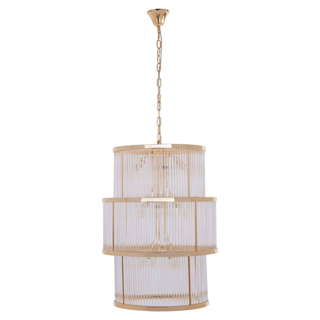 Golden Glass Tiered Chandelier
