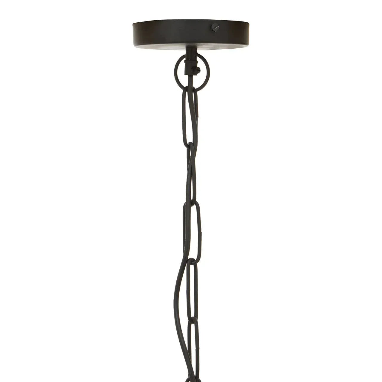 Black pendant light chain with ceiling plate and large metal links