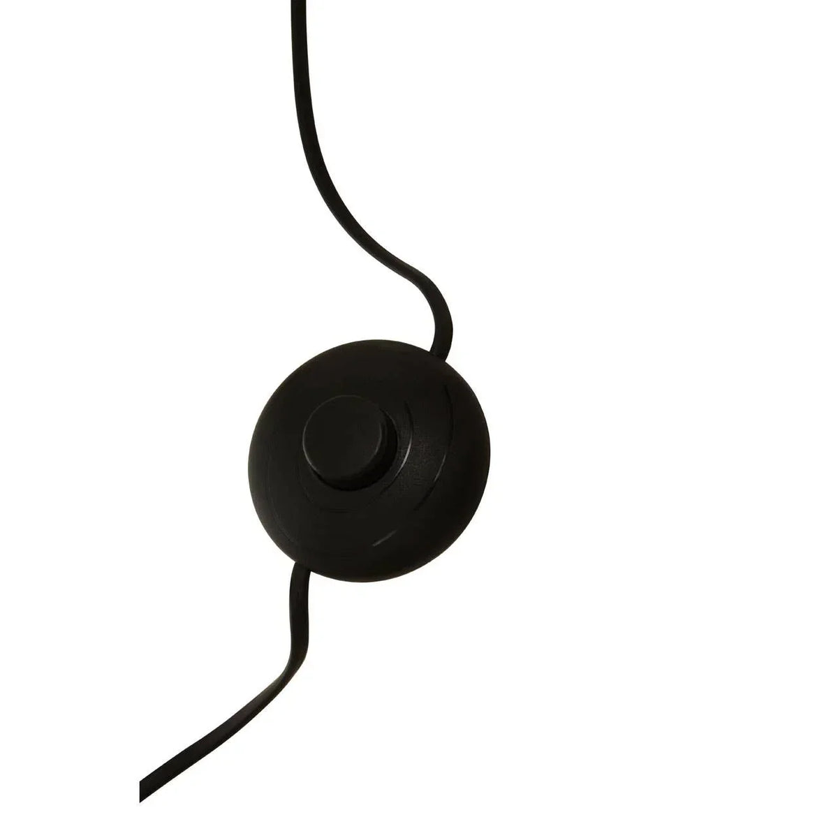 Black floor lamp foot switch with circular design on power cord