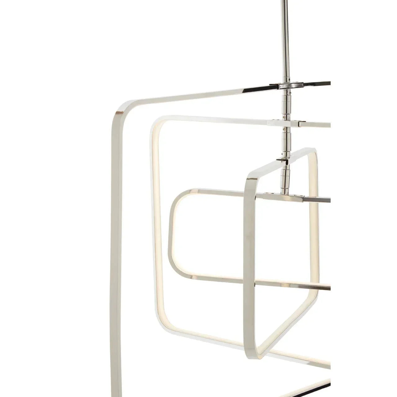 Modern chrome LED ceiling light with geometric square frame design