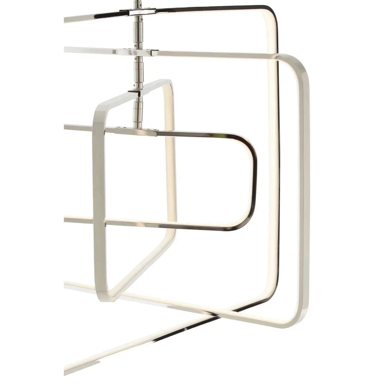 Modern LED ceiling light with chrome rectangular frame and integrated lighting detail