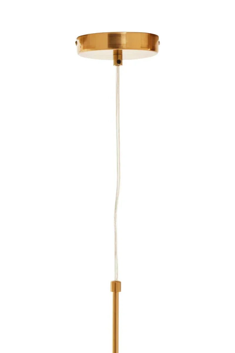 Brass pendant light ceiling fitting with clear cable and gold canopy detail
