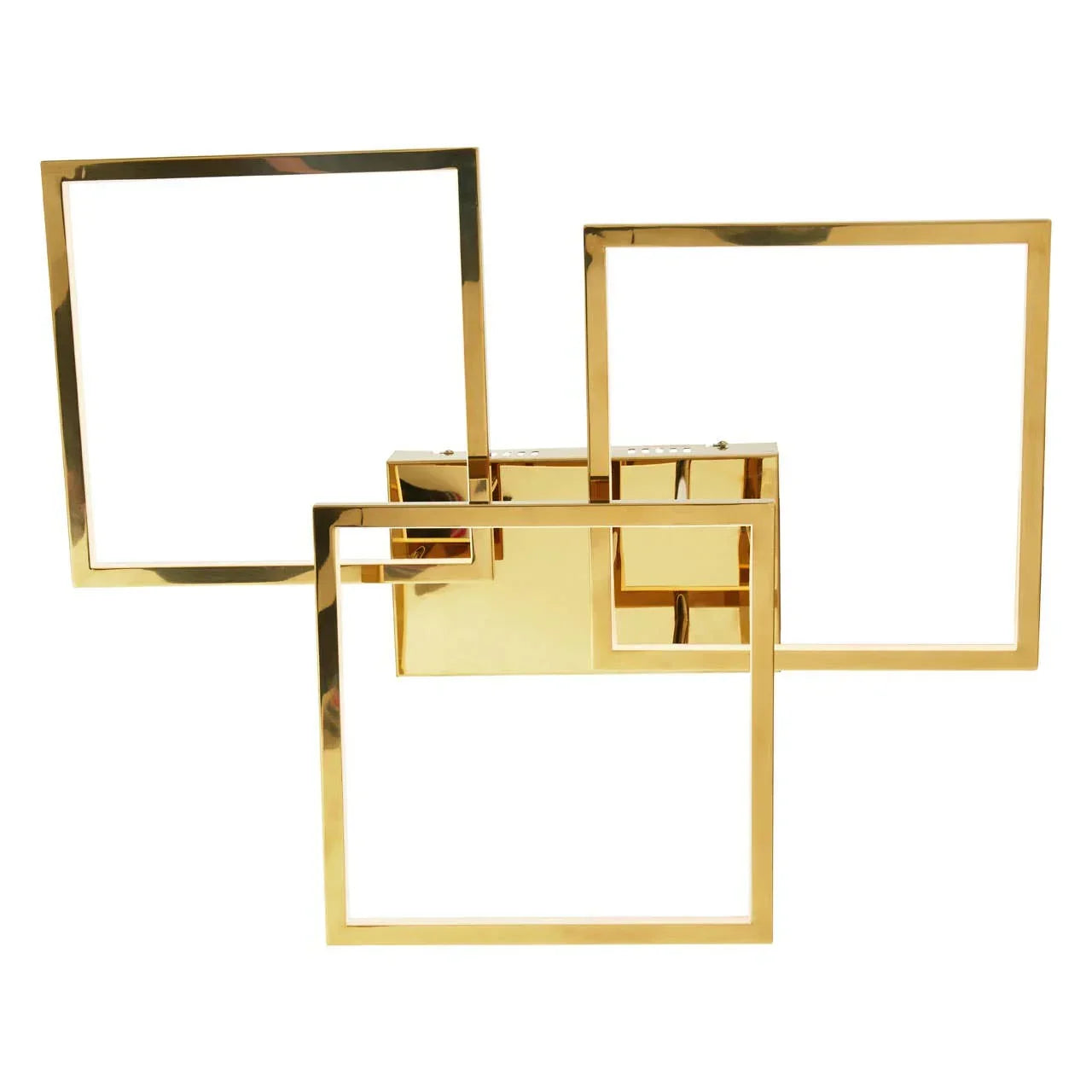 Gold metal geometric wall art with three overlapping square frames