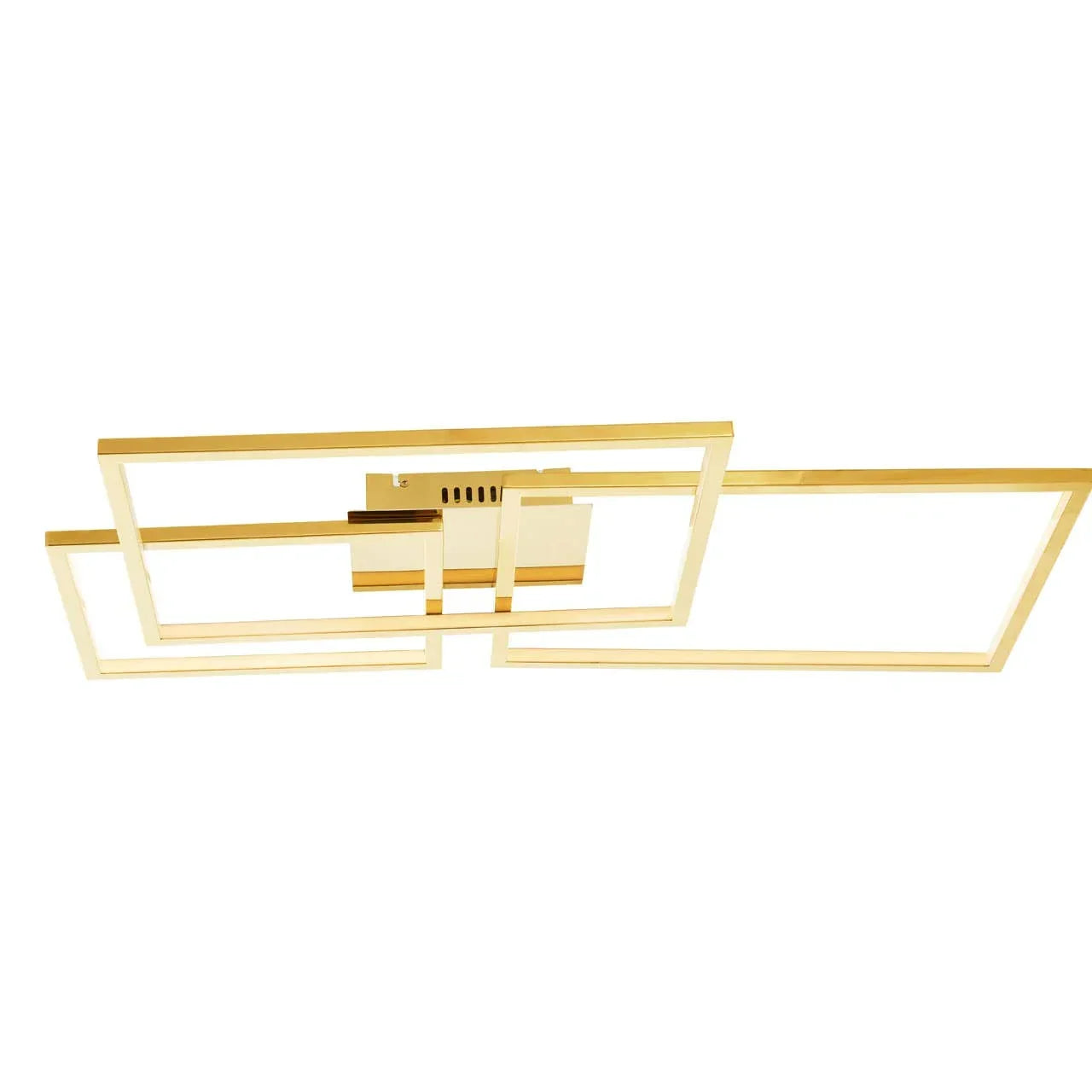 Modern gold rectangular ceiling light fixture with geometric LED design