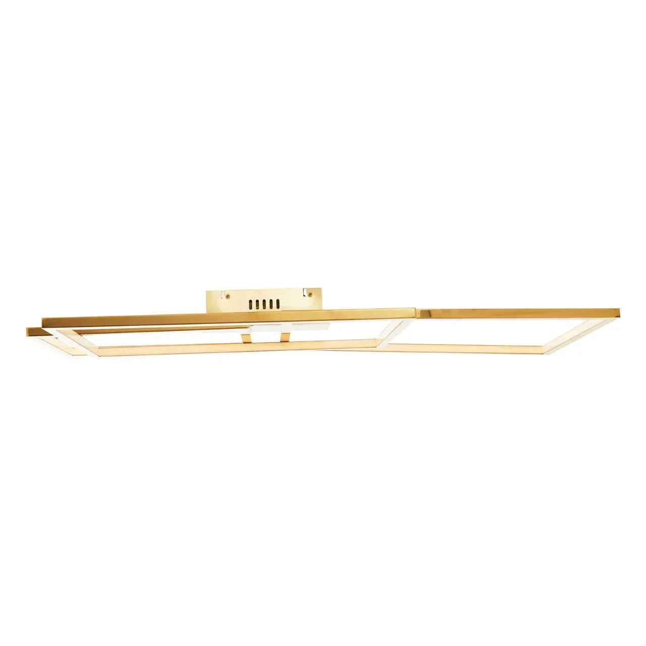 Gold rectangular LED ceiling light with flush mount and slim modern frame