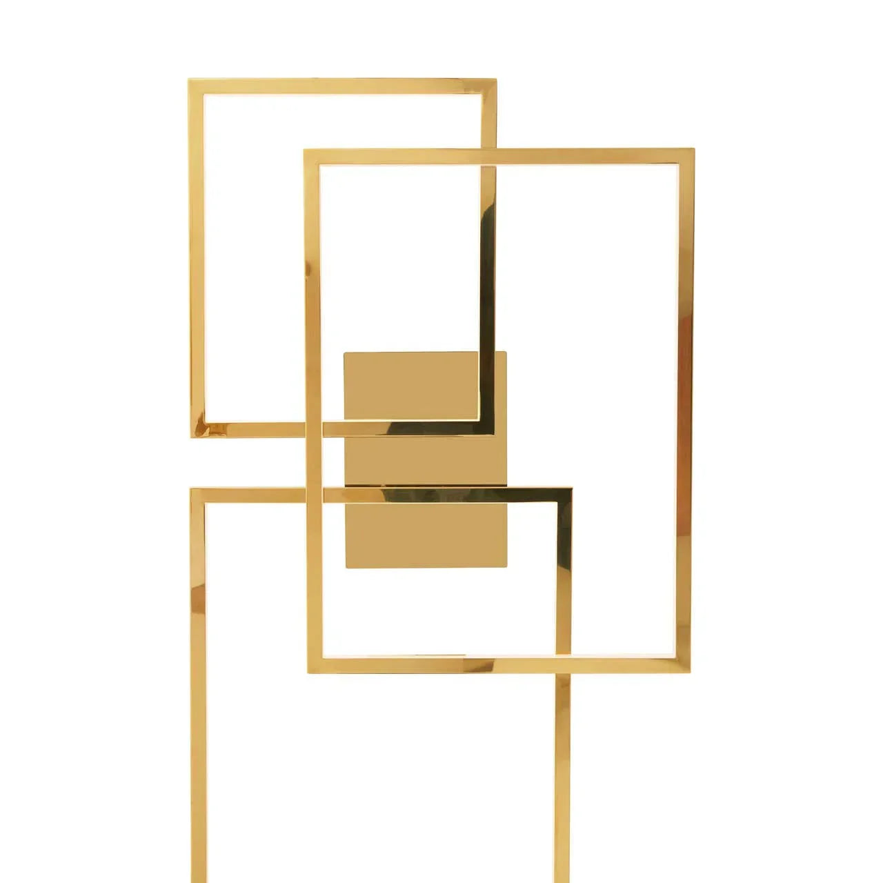 Gold geometric metal wall art with interlocking square frames