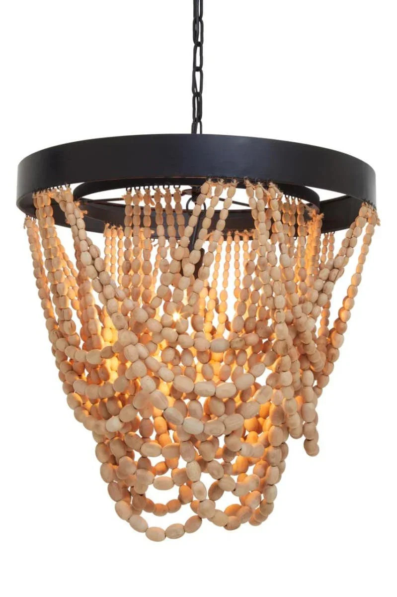 Boho Wood Bead Chandelier