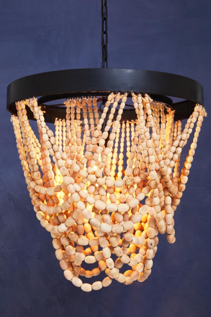 Boho Wood Bead Chandelier