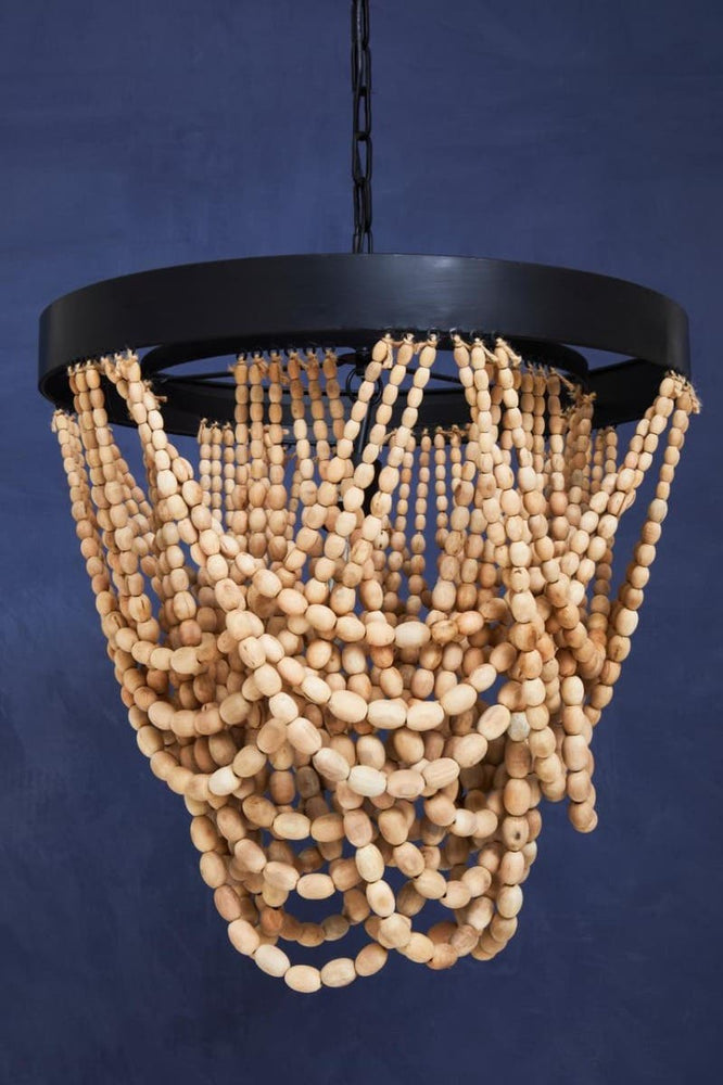 Boho Wood Bead Chandelier
