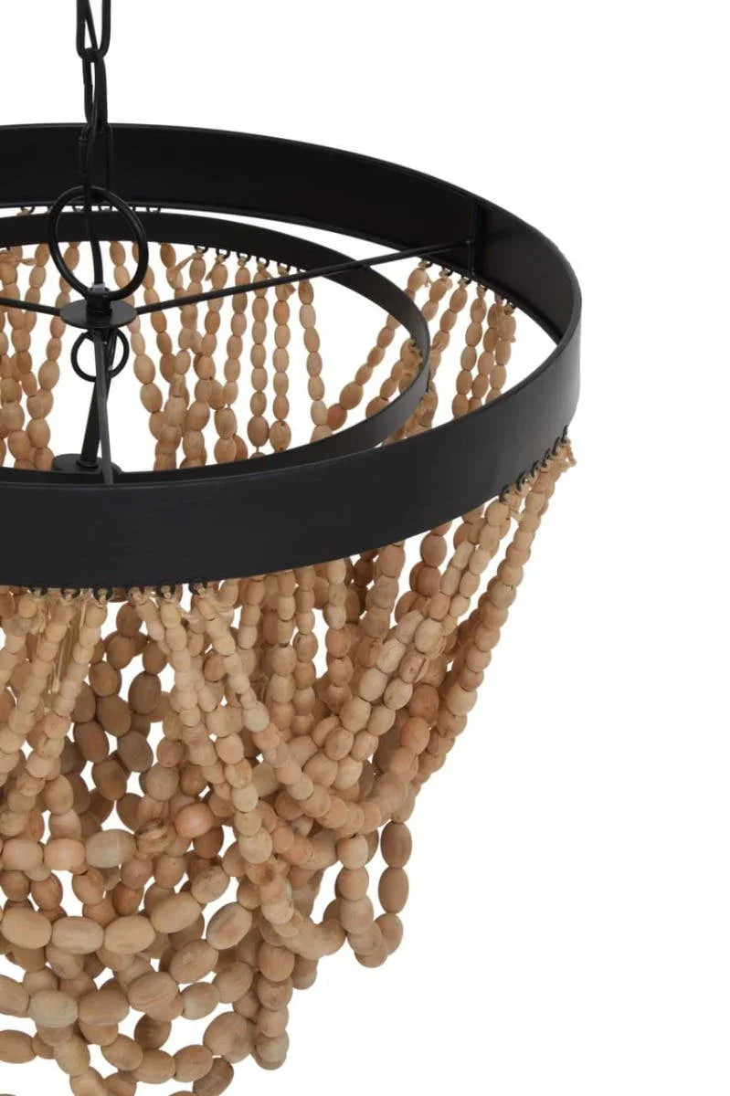 Boho Wood Bead Chandelier