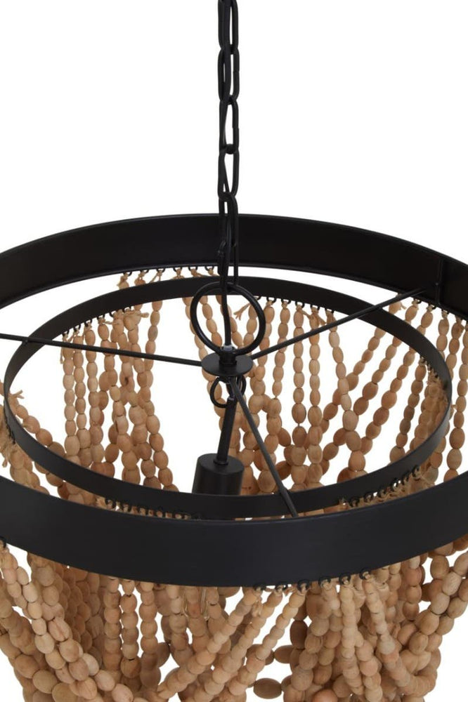 Boho Wood Bead Chandelier