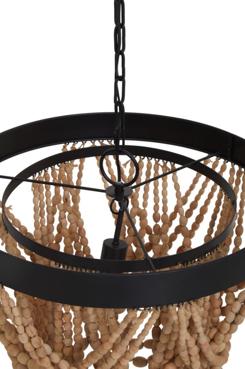 Boho Wood Bead Chandelier