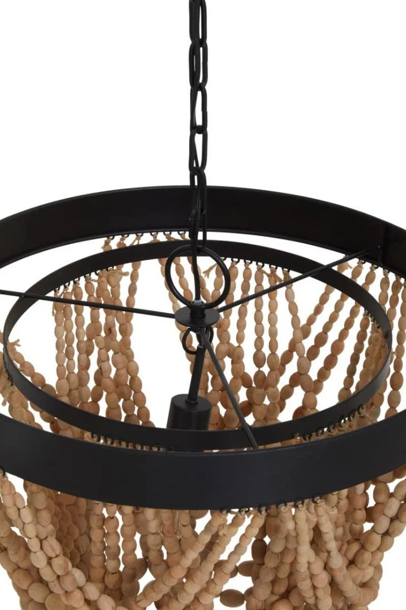 Boho Wood Bead Chandelier