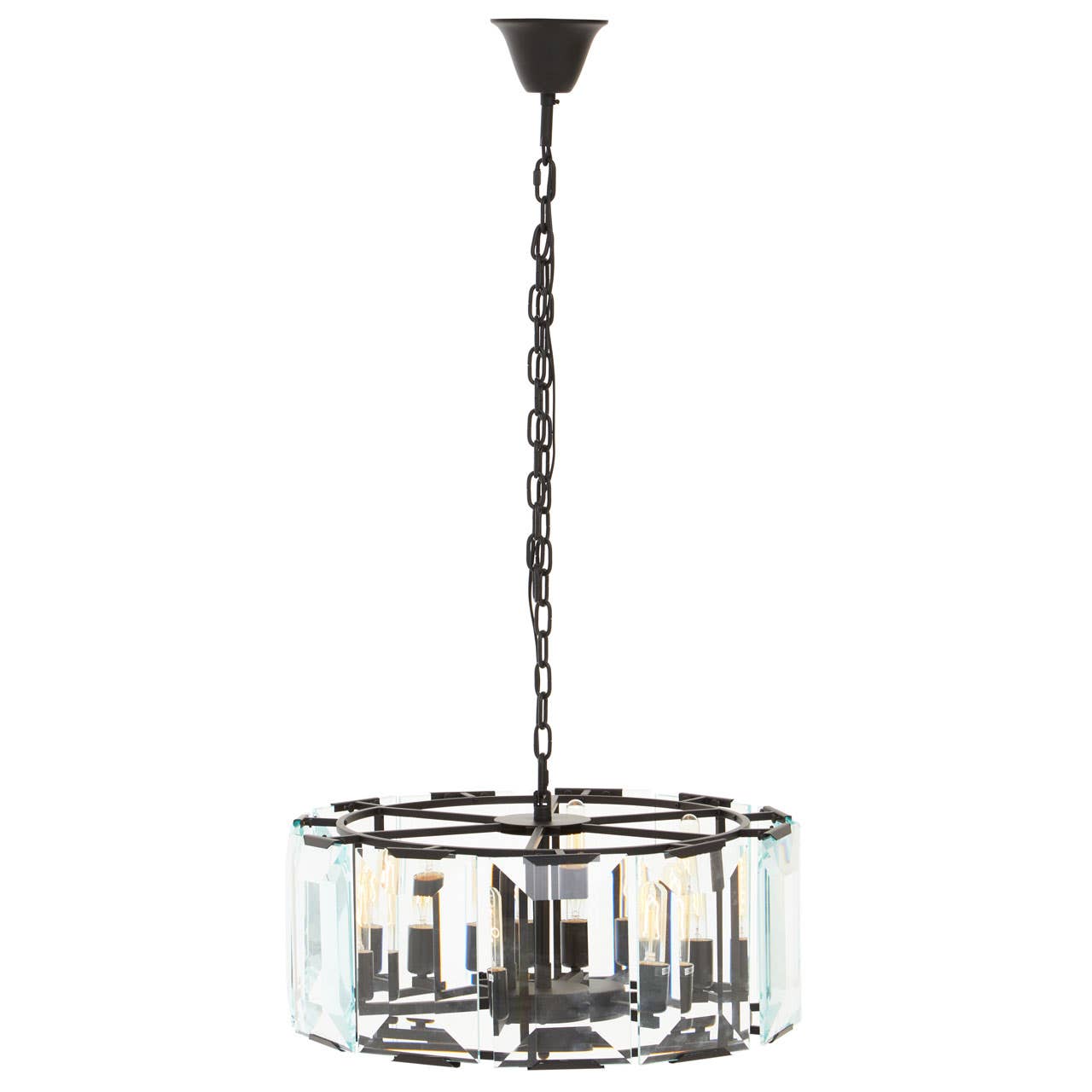 Sleek Black Glass Chandelier