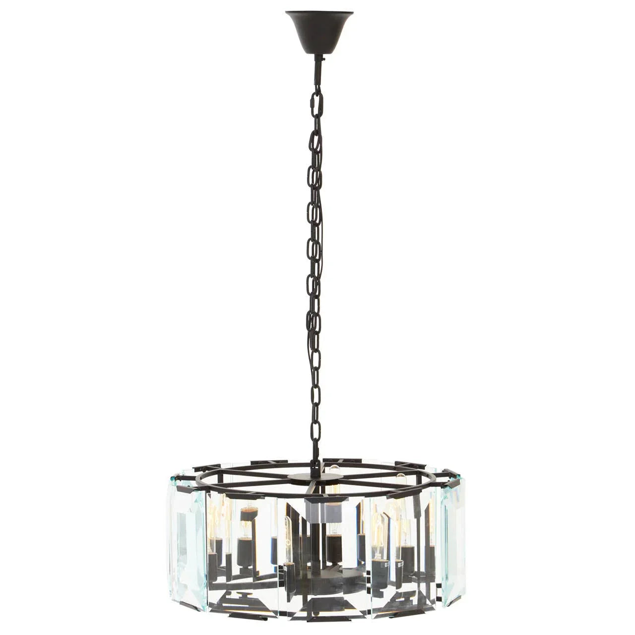 Sleek Black Glass Chandelier