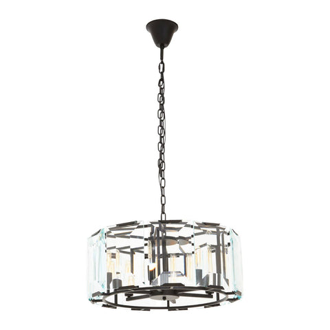 Sleek Black Glass Chandelier