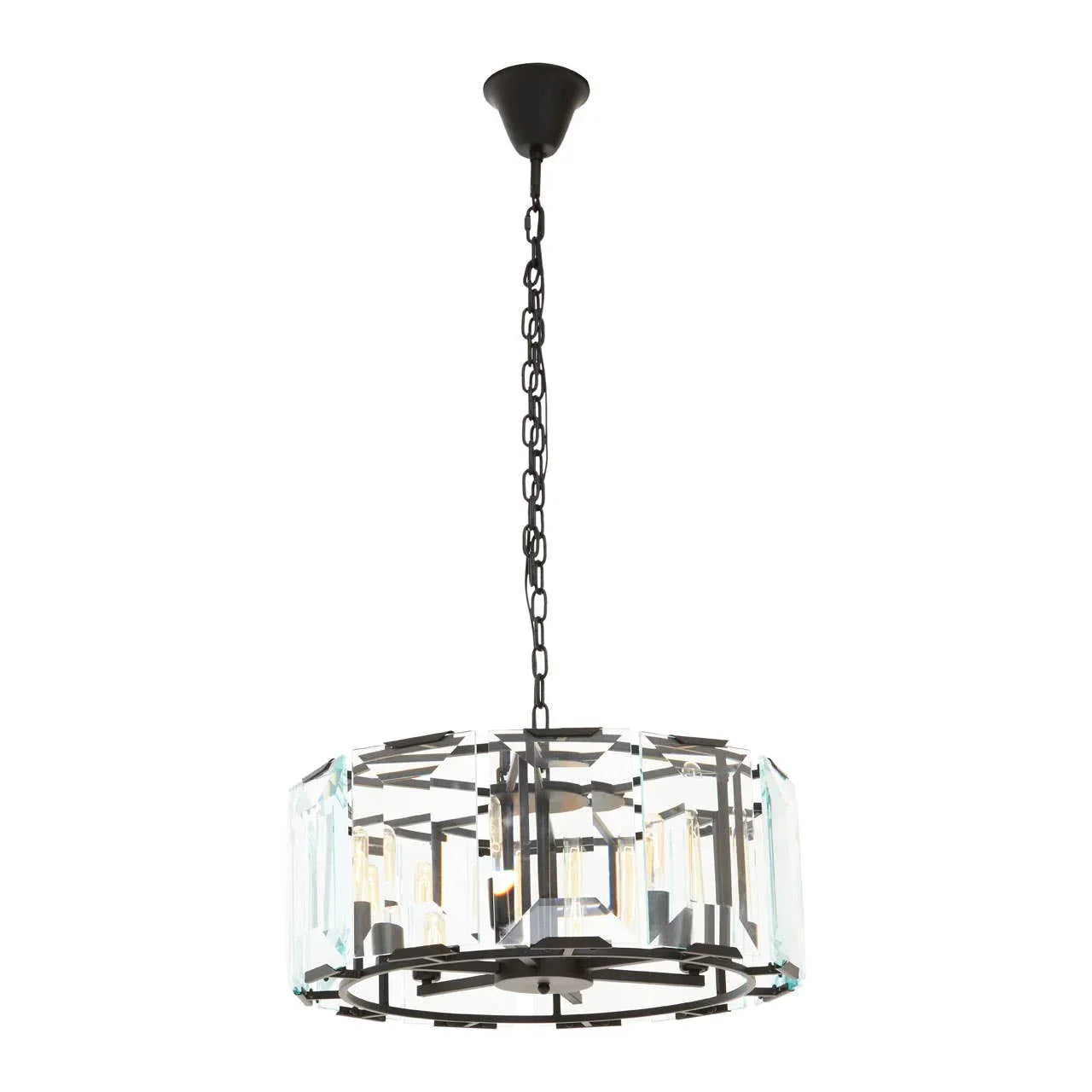 Sleek Black Glass Chandelier
