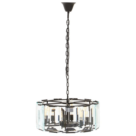 Sleek Black Glass Chandelier