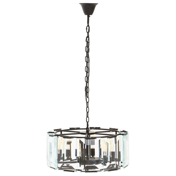 Sleek Black Glass Chandelier