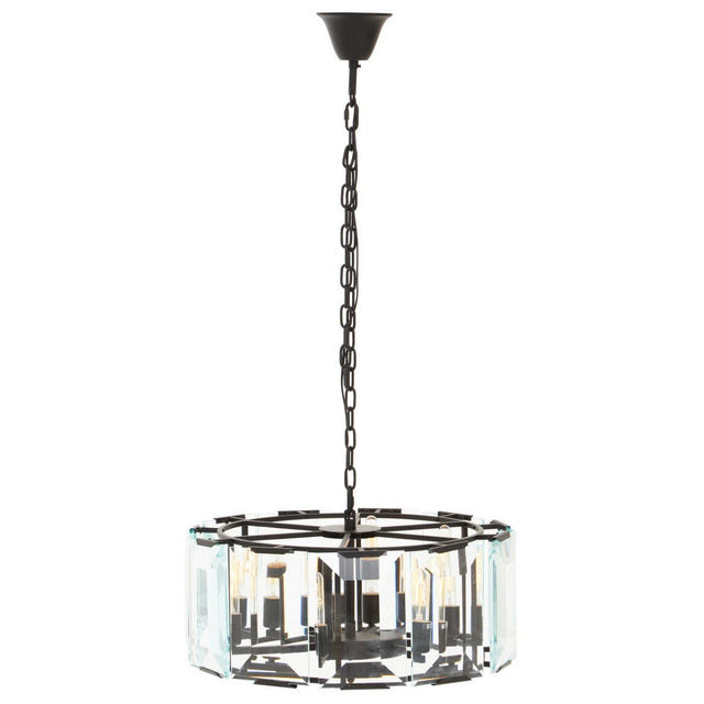 Sleek Black Glass Chandelier
