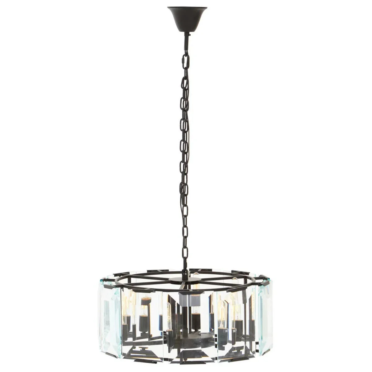 Sleek Black Glass Chandelier