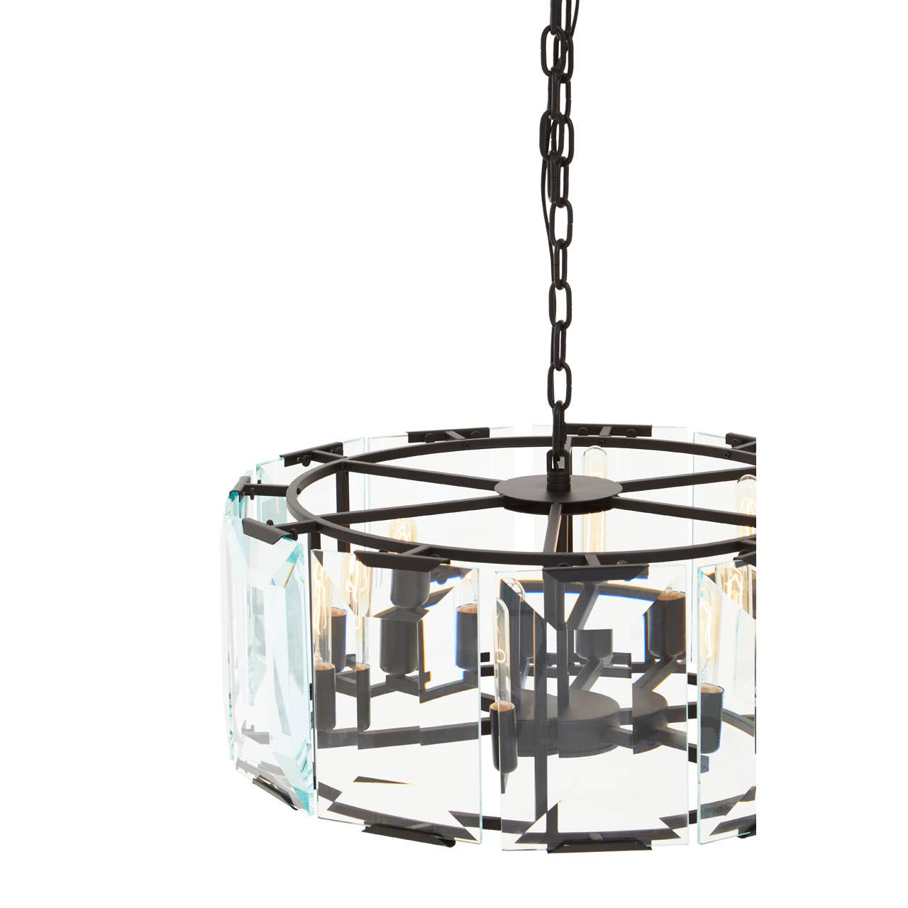 Sleek Black Glass Chandelier