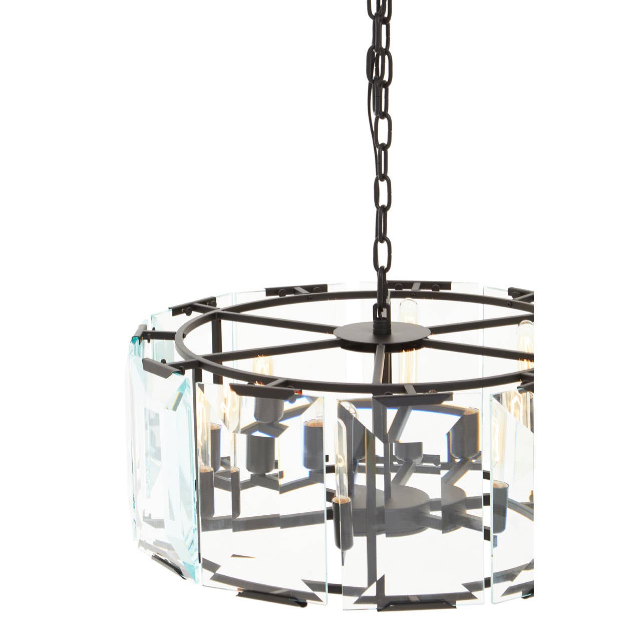 Sleek Black Glass Chandelier