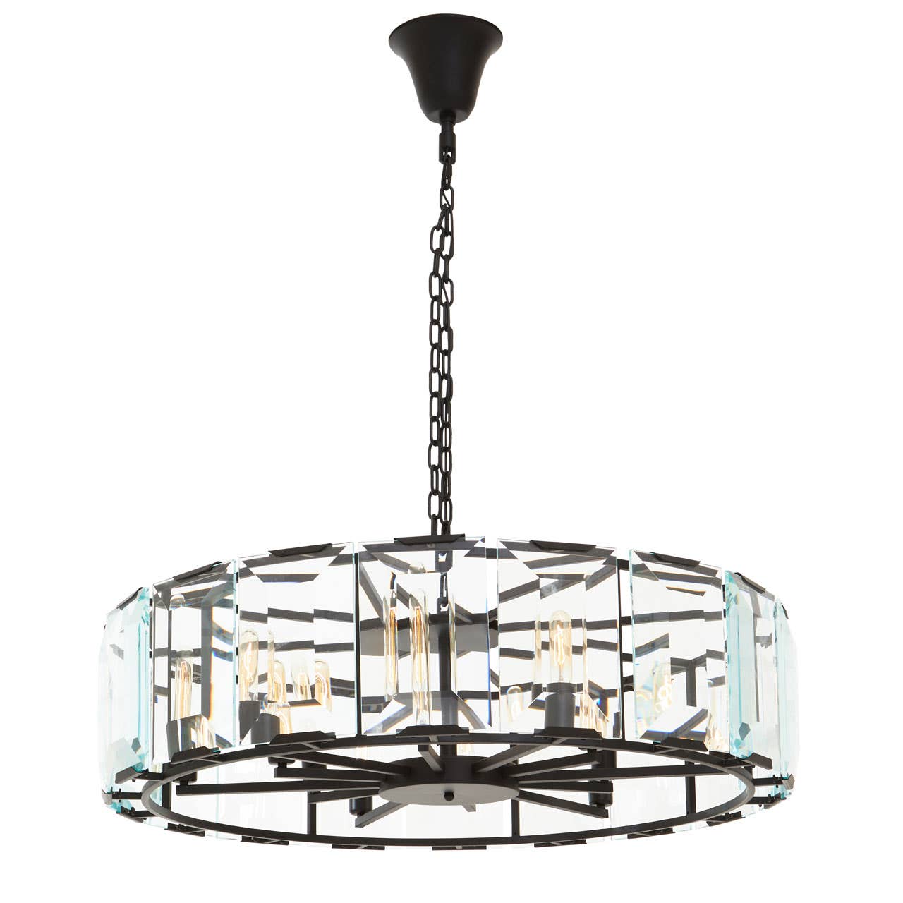 Modern Black Glass Pendant Chandelier