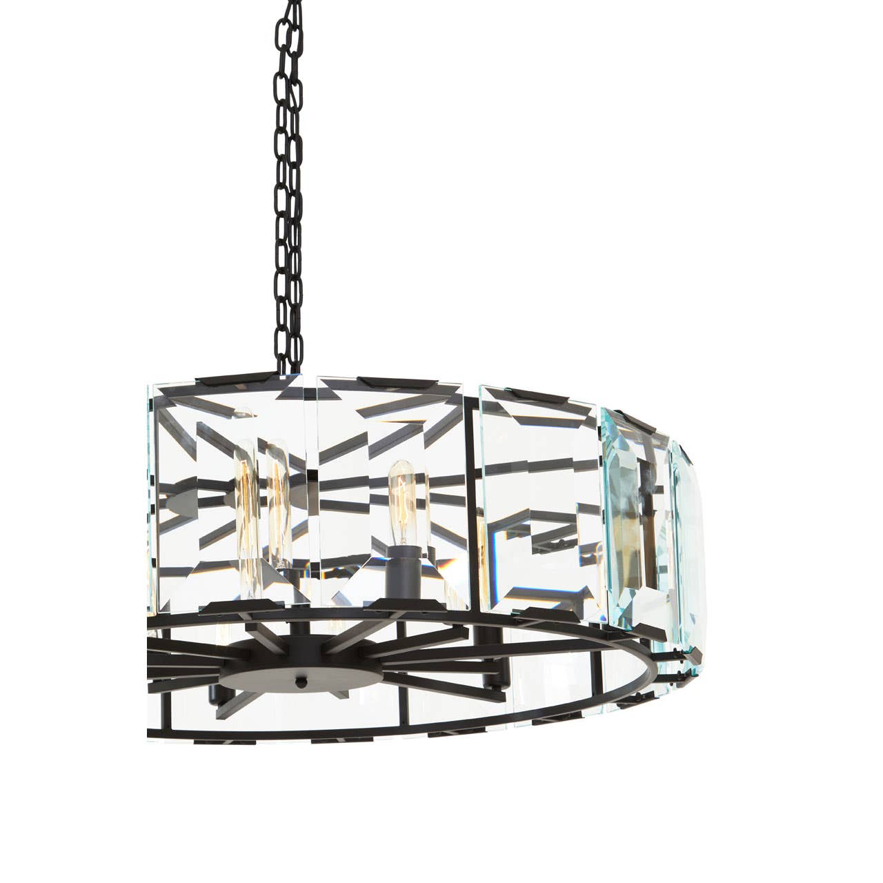 Modern Black Glass Pendant Chandelier