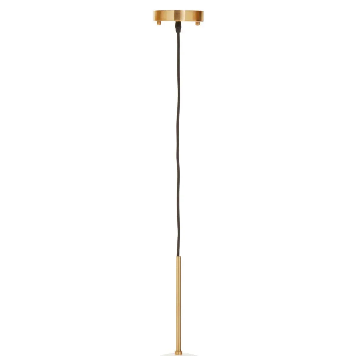 Gold ceiling pendant light with black cord and modern slim design