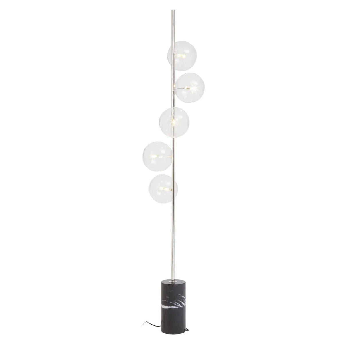 modern floor lamp with globe glass shades and black marble base