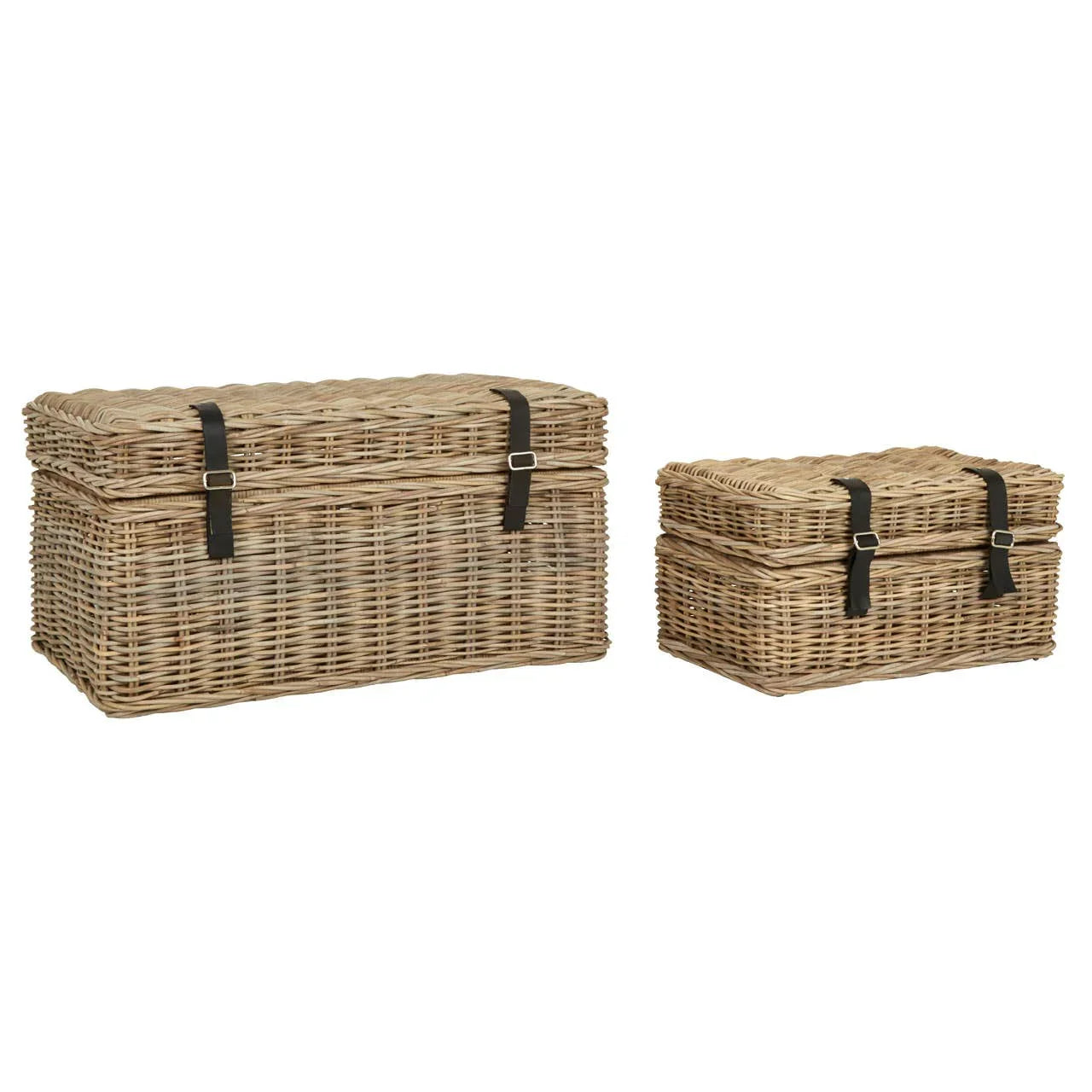 Rustic Grey Rattan Storage Trunks