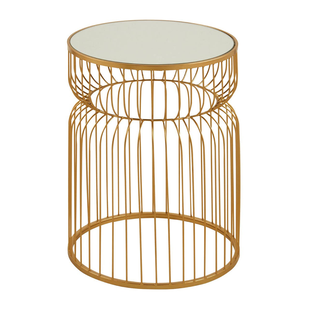 Gold Wireframe Round Side Table
