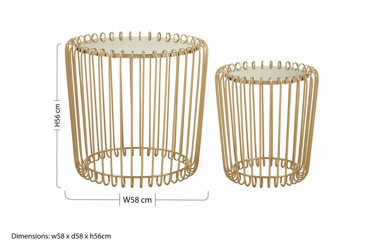Luxe Wireframe Champagne Side Tables