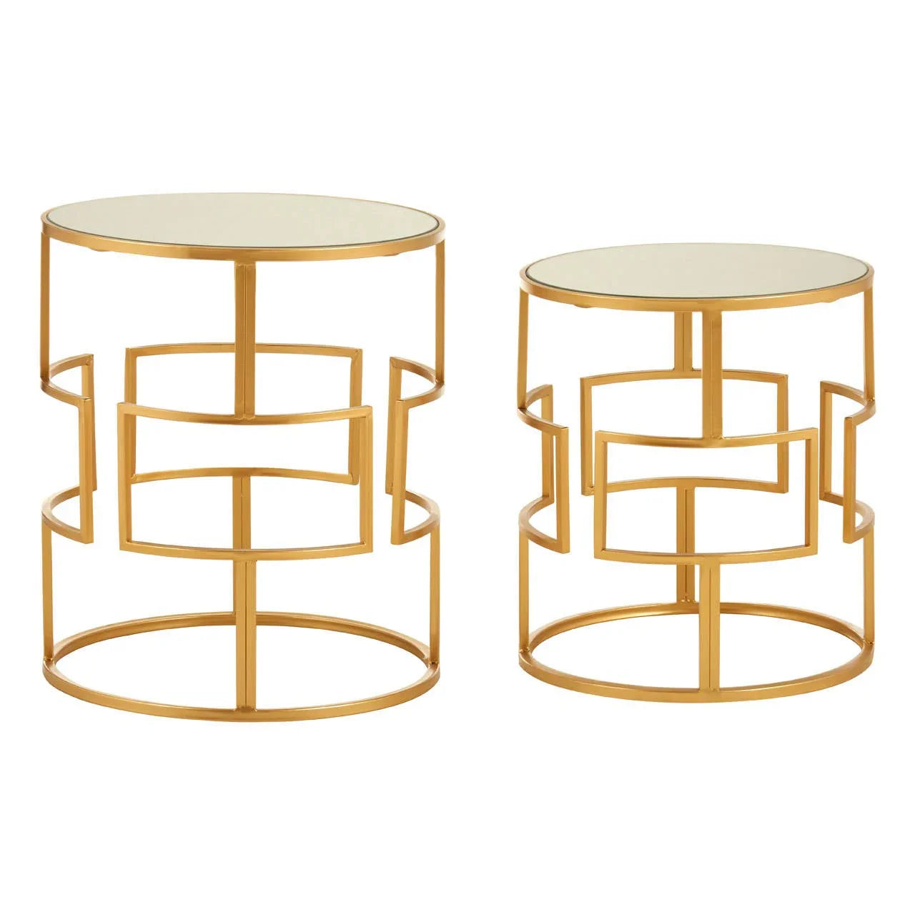 Gold Metal Mirrored Side Tables