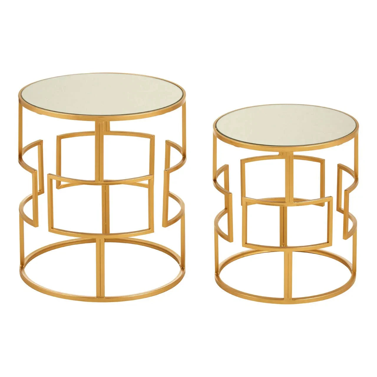 Gold Metal Mirrored Side Tables