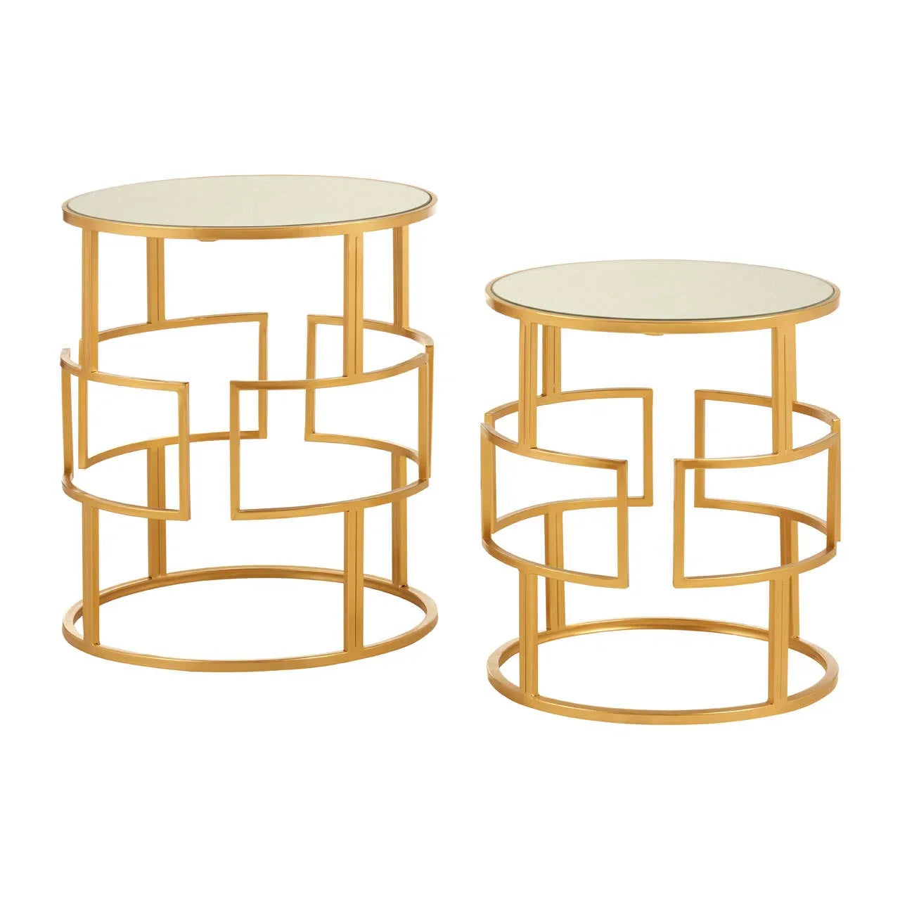 Golden Round Side Table Set