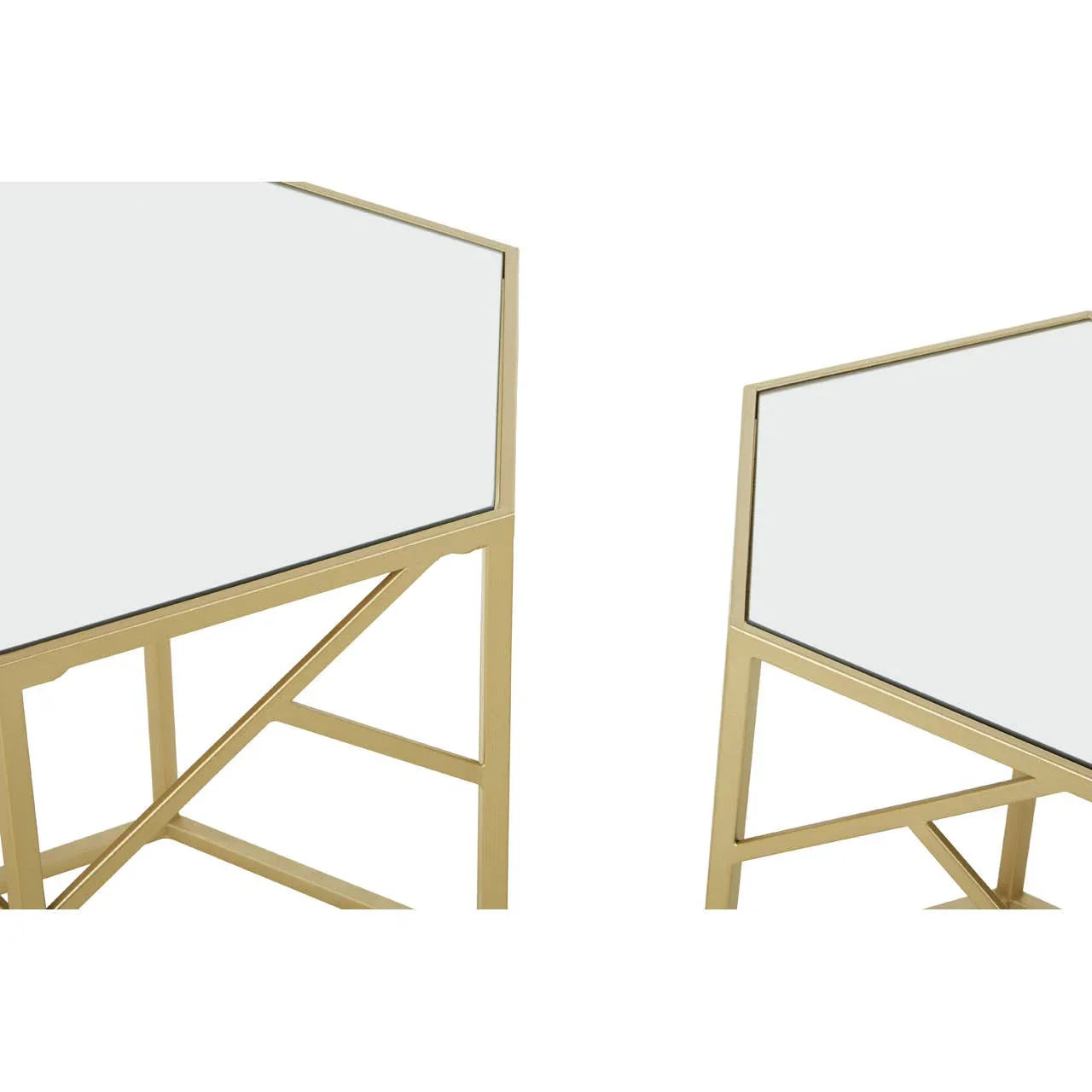 Hexagonal Mirrored Side Tables