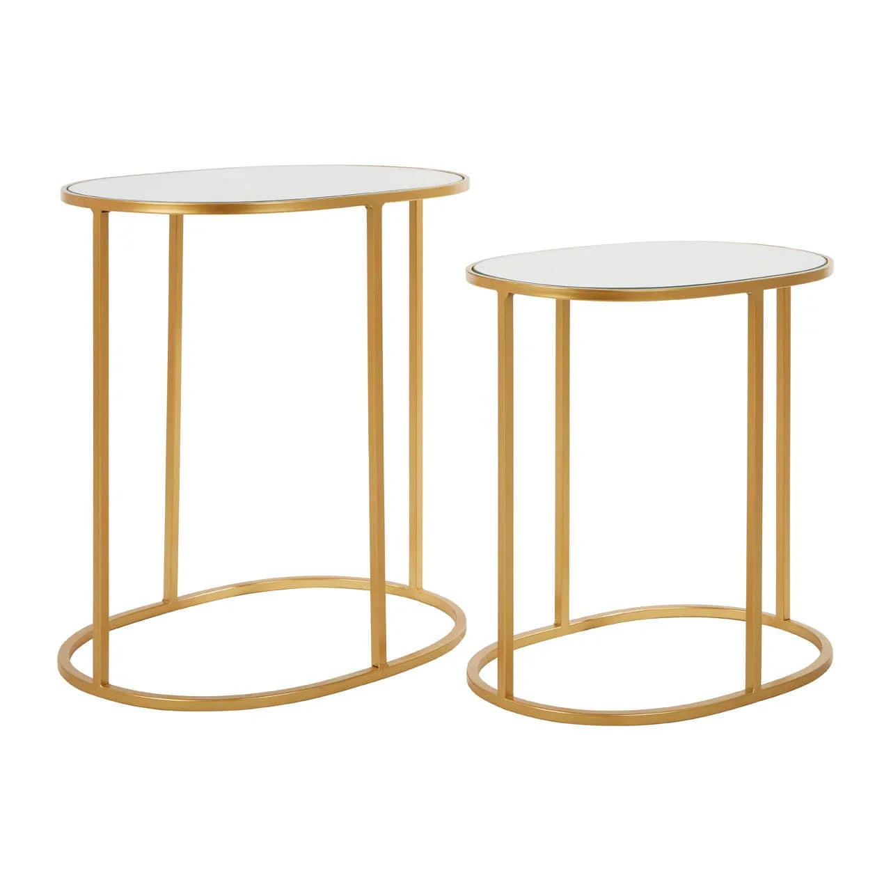 Gilded Oval Side Table Set