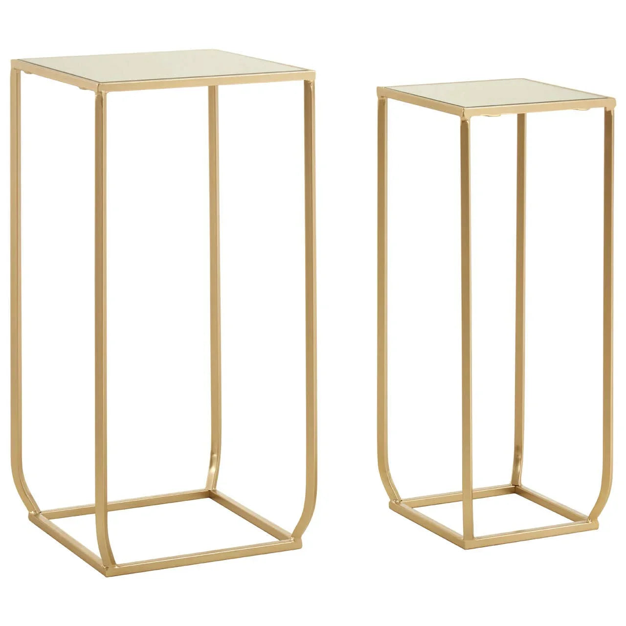 Champagne Mirrored Square Side Tables