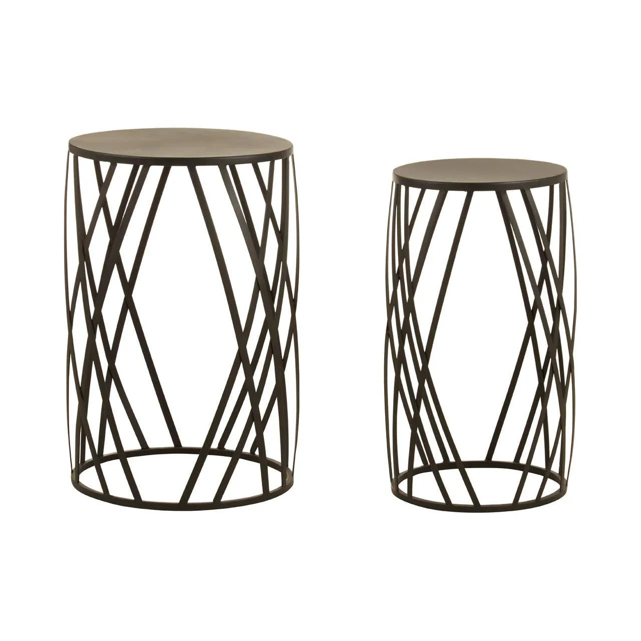 Lattice Design Black Metal Tables