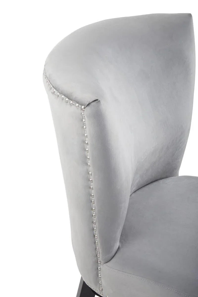 Luxe Grey Wingback Dining Chair