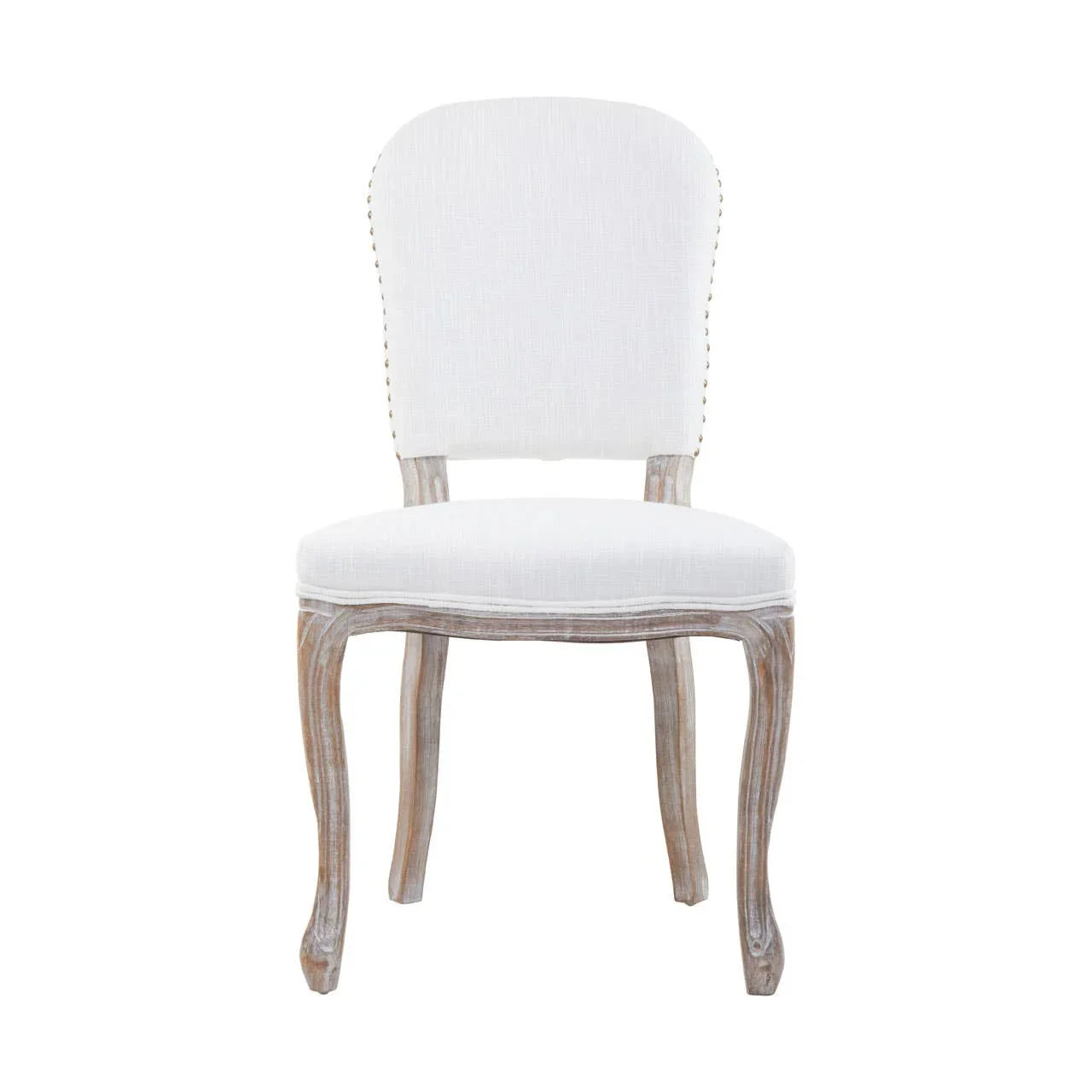 Vintage Ivory Linen Dining Chair